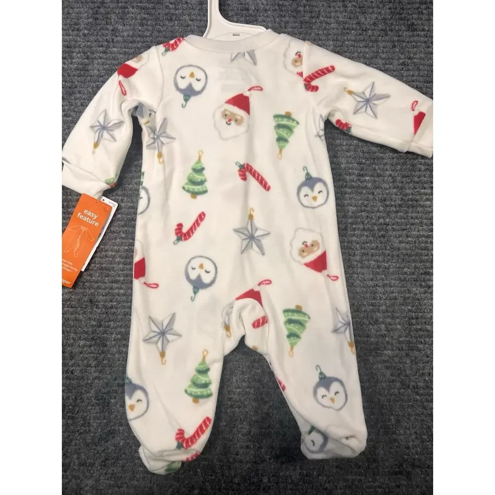 Carter’s Just One You 3M Christmas Fleece Footed Sleeper 2-Way Zip NWT